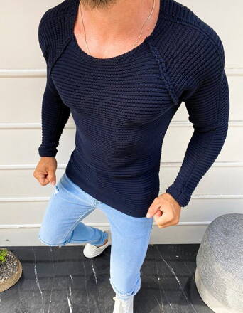 Pánsky trendový sveter s výstrihom WX1579