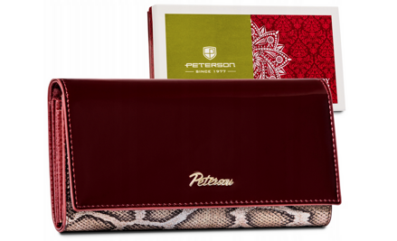 Lakierowany Dámska peňaženka z wężowym wzorem RFID — Peterson