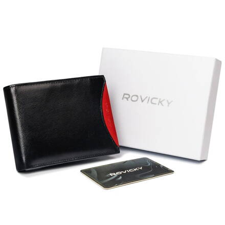 Pánska peňaženka z prírodnej lícovej kože s odnímateľným držiakom na karty - Rovicky