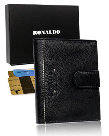 Pánska veľká kožená peňaženka, vertikálna so zapínaním - Ronaldo