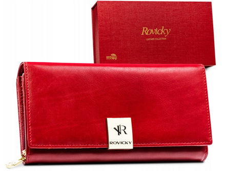 Veľká, kožená dámska peňaženka so zapínaním na patentku — Rovicky