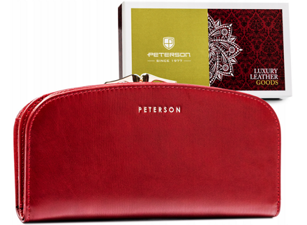 Veľká dámska kožená peňaženka s háčikom a zapínaním — Peterson