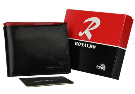 Skladacia, horizontálna pánska peňaženka z lesklej prírodnej kože - Ronaldo