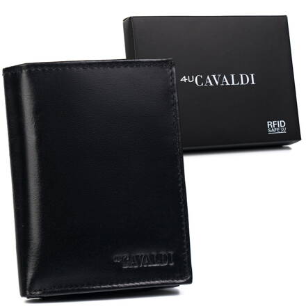 Pánska čierna kožená peňaženka s RFID Protect - Cavaldi