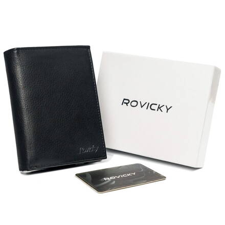 Skladacia, vertikálna pánska peňaženka s vreckom na zips, prírodná koža - Rovicky