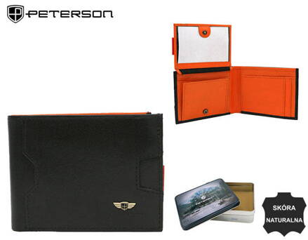 Malá, kožená pánska peňaženka s RFID systémom - Peterson