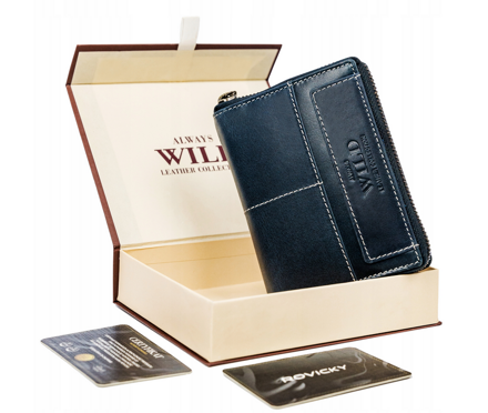 Veľká vertikálna kožená peňaženka s RFID - Always Wild