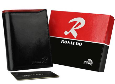 Skladacia, vertikálna pánska peňaženka z lesklej prírodnej kože - Ronaldo