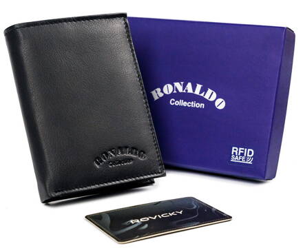 Pánska kožená skladacia peňaženka s úložným priestorom na zips - Ronaldo