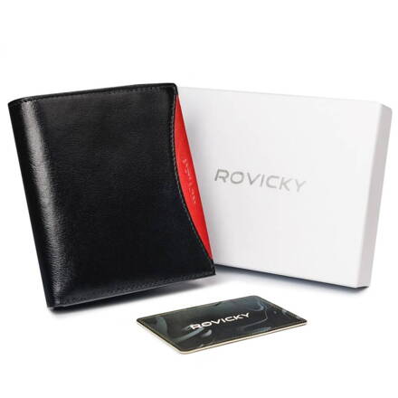 Priestranná pánska peňaženka z prírodnej lícovej kože s RFID ochranou - Rovicky