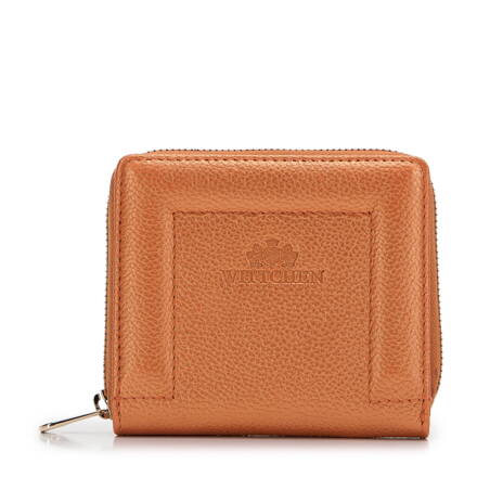 Dámska kožená peňaženka s ozdobným okrajom, malá, oranžová 14-1-937-6
