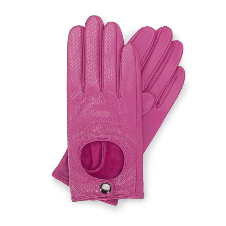 Ružové kožené rukavice
