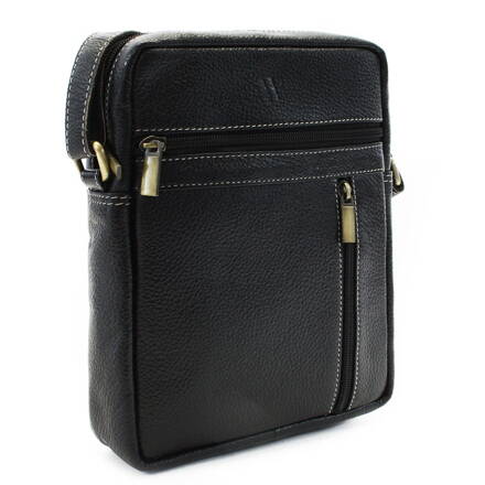 Čierny pánsky kožený zipsový crossbag 215-1218-60