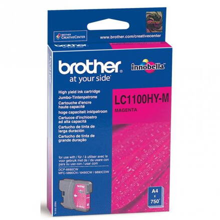 Brother originál ink LC-1100HYM, magenta, 750str., high capacity, Brother DCP-6690CW, MFC-6490CW, purpurová