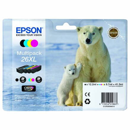 Epson originál ink C13T26364020, T263640, 26XL, CMYK, 3x9,7/12,2ml, Epson Expression Premium XP-800, XP-700, XP-600