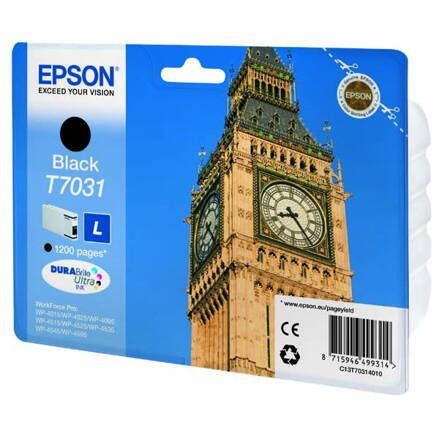 Epson originál ink C13T70314010, L, black, 1200str., Epson WorkForce Pro WP4000, 4500 series, čierna