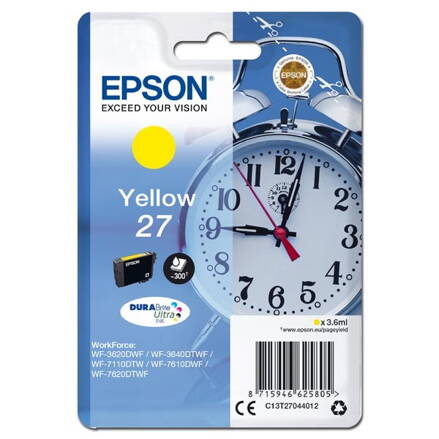 Epson originál ink C13T27044012, 27, yellow, 3,6ml, Epson WF-3620, 3640, 7110, 7610, 7620, žltá