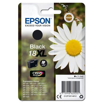 Epson originál ink C13T18114012, T181140, 18XL, black, 11,5ml, Epson Expression Home XP-102, XP-402, XP-405, XP-302, čierna