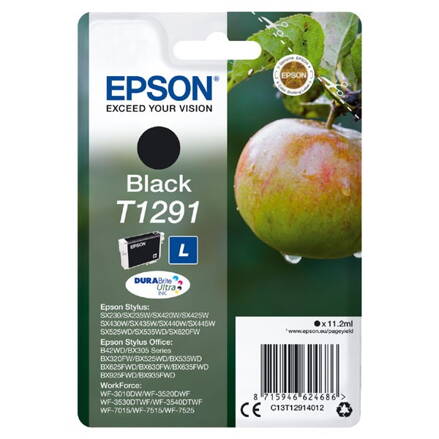 Epson originál ink C13T12914022, T1291, black, blister, 420str., 11,2ml, Epson Stylus SX420W, 425W, Stylus Office BX305F, 320FW, čierna