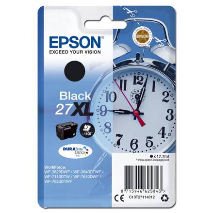 Epson originál ink C13T27114012, 27XL, black, 17,7ml, Epson WF-3620, 3640, 7110, 7610, 7620, čierna