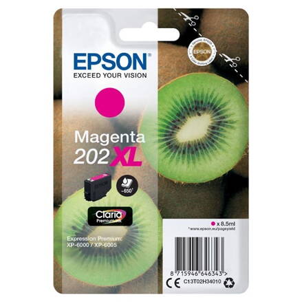 Epson originál ink C13T02H34010, 202 XL, magenta, 8.5ml, Epson XP-6000, XP-6005, purpurová