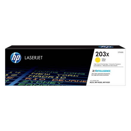 HP originál toner CF542X, yellow, 2500str., HP 203X, high capacity, HP Color LaserJet Pro M254dw, nw, M280nw, O, žltá