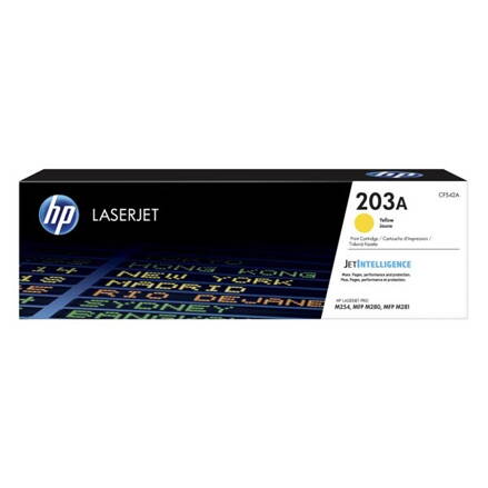 HP originál toner CF542A, yellow, 1300str., HP 203A, HP Color LaserJet Pro M254dw, nw, M280nw, O, žltá