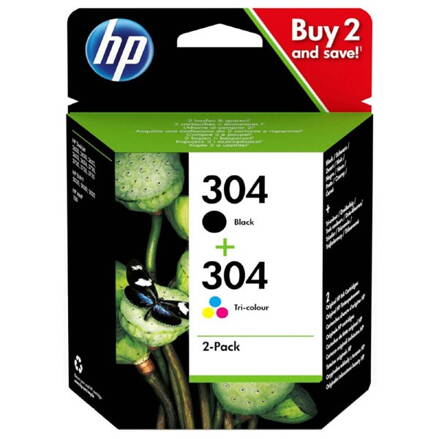 HP originál ink sada 3JB05AE, HP 304, black + color, 100color-120Bkstr., HP Deskjet 3720, 3721, 3722, 3723, 3724, 3725, 3755, čierna