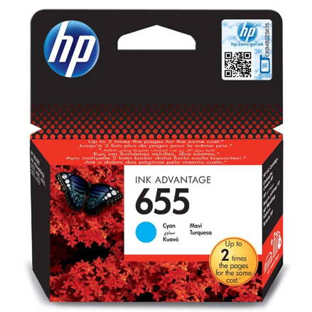 HP originál ink CZ110AE, HP 655, cyan, 600str., HP Deskjet Ink Advantage 3525, 5525, 6525, 4615 e-AiO, azurová