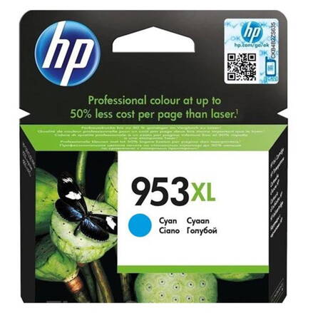 HP originál ink F6U16AE, HP 953XL, cyan, 1600str., 20ml, high capacity, HP OfficeJet Pro 8218,8710,8720,8730,8740, azurová