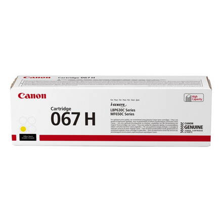 Canon originál toner 067 H Y, yellow, 2350str., 5103C002, high capacity, Canon LBP631Cdw, LBP633Cdw, MF651Cw, MF655Cdw, MF657Cdw,, žltá