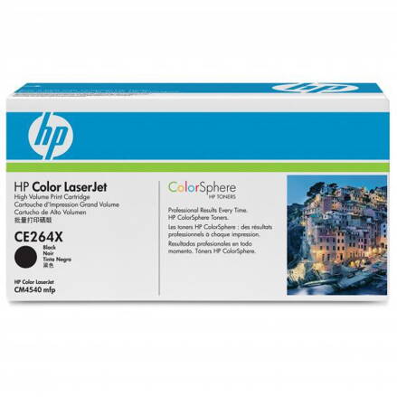 HP originál toner CE264X, black, 17000str., HP 646X, HP LaserJet CM4540, O, čierna