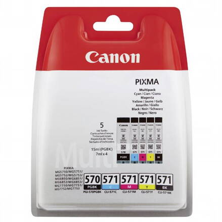 Canon originál ink PGI-570/CLI-571 GBK/BK/C/M/Y Multi Pack, black/color, 0372C004, Canon Pixma MG575x, MG685x, MG775x