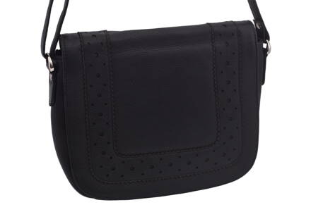 Dámska kožená crossbody kabelka čierna laser 250112