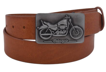Pánsky kožený opasok 740-40-107 koňak hladký pracka Motorcycle