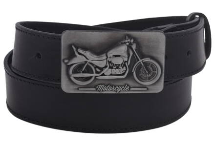 Pánsky kožený opasok 740-40-108 čierny prešitý pracka Motorcycle