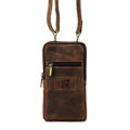 Pánska crossbody taštička z brúsenej hnedej kože na mobil a doklady Nordee DOH-SP-01
