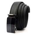 Pánsky čierny kožený opasok s lesklou automatickou prackou – šírka 3,5 cm