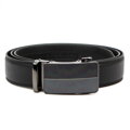 Pánsky čierny kožený opasok s lesklou automatickou prackou – šírka 3,5 cm