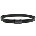 Pánsky čierny kožený opasok s lesklou automatickou prackou – šírka 3,5 cm