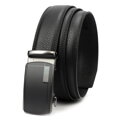 Pánsky čierny kožený opasok s matnou automatickou prackou – šírka 3,5 cm