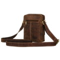 Pánska kožená crossbody taška v hnedej farbe so zlatými detailmi – Peterson 