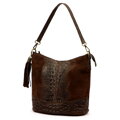Dámska kožená taška z prírodnej kože s popruhom Luka 26-027 CROCO