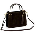 Dámska kožená kabelka z brúsenej hnedej kože s dlhým popruhom 