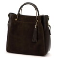 Tmavohnedá dámska kabelka z brúsenej kože Luka