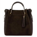 Tmavohnedá dámska kabelka z brúsenej kože Luka