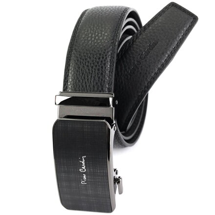 Čierny kožený opasok s automatickou prackou Pierre Cardin 