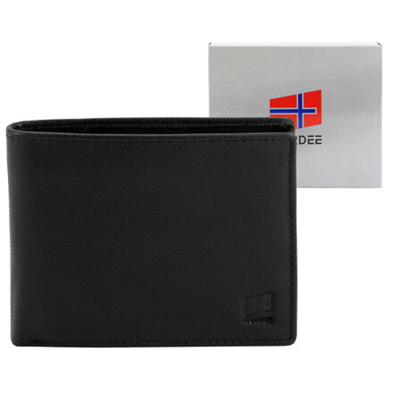 Elegantná pánska kožená peňaženka Nordee v čiernej farbe bez vonkajšieho zapínania Nordee  Elegantná pánska kožená peňaženka Nordee v čiernej farbe bez vonkajšieho zapínania Nordee