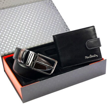 Darčekový set Pierre Cardin – pánska kožená peňaženka a obojstranný kožený opasok 