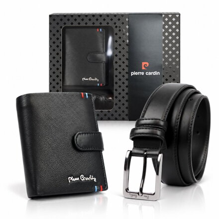 Kožený set Pierre Cardin ZP-008 s rozkladacou peňaženkou na výšku a opaskom